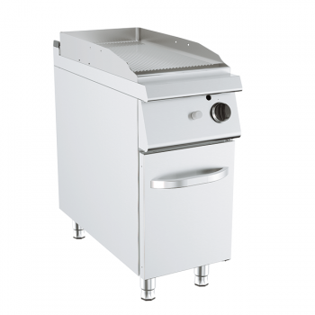 FRY TOP À GAZ AVEC PLAQUE NERVURÉE SUR MEUBLE, PROFONDEUR 90 CM