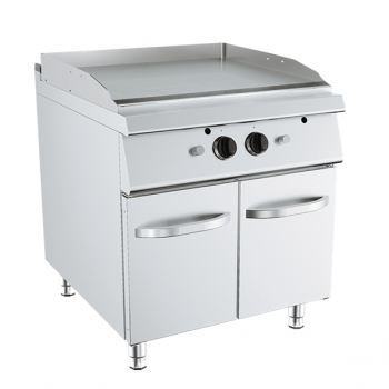 GAS GRIDDLE WITH DOUBLE SMOOTH PLATE ON CABINET DEPTH 90 CM