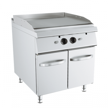 GAS GRIDDLE WITH DOUBLE RIBBED PLATE ON CABINET DEPTH 90 CM