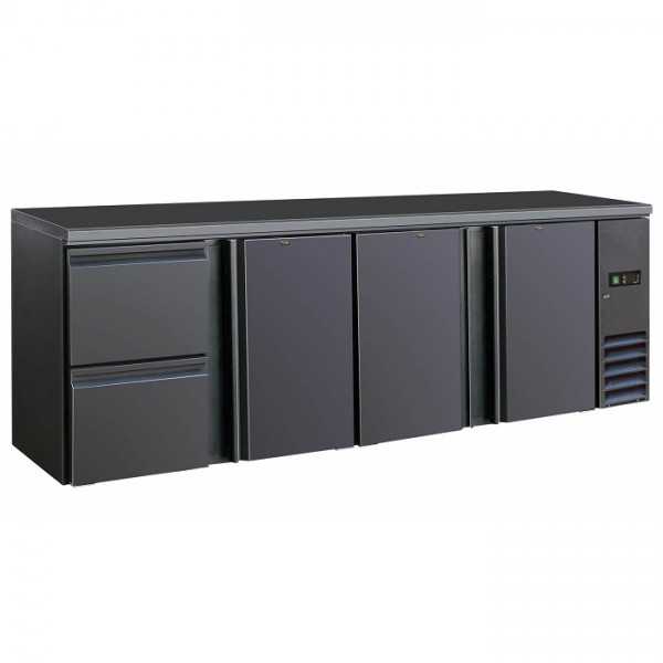 REFRIGERATED BACK COUNTER WITH 3 DOORS AND CHEST OF DRAWERS | 254 x 51.3 x 86 cm