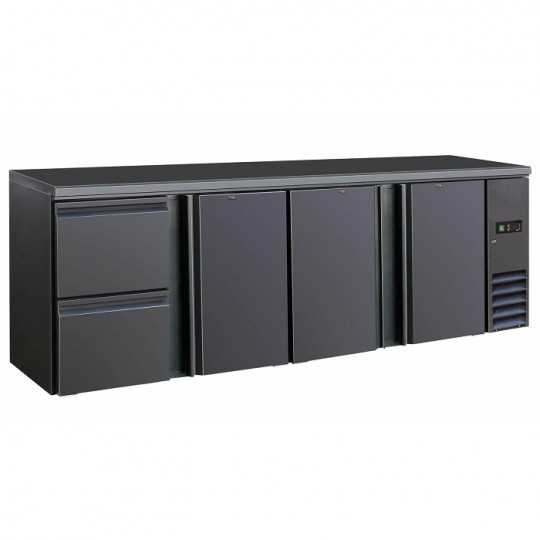 RETROBANCO BAR REFRIGERATO CON 3 PORTE E CASSETTIERA | 254 x 51,3 x 86 cm