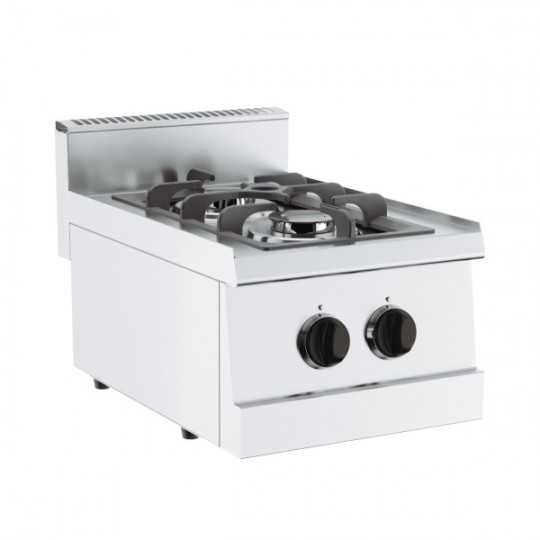 2-burner countertop gas cooker, depth 60 cm, power 6 kW