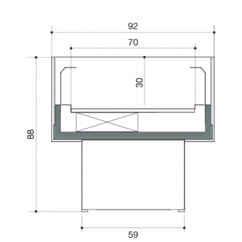 Îlot réfrigéré Flatey, profondeur 92 cm