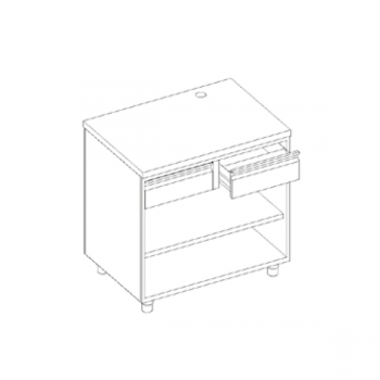 Open coffee machine counter with neutral drawer and knockers