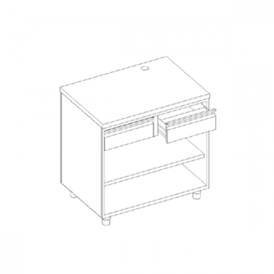 Open coffee machine counter with neutral drawer and knockers