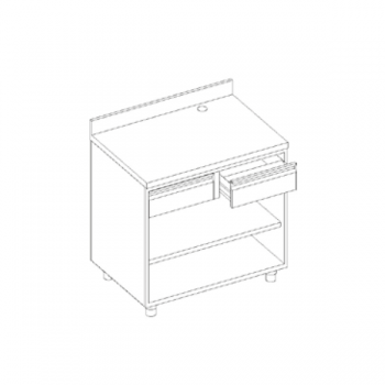 Open coffee machine counter with neutral drawer, knockers and splashback