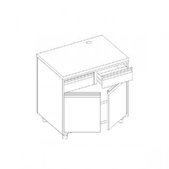 Cabinet coffee machine counter with neutral drawer and knockers