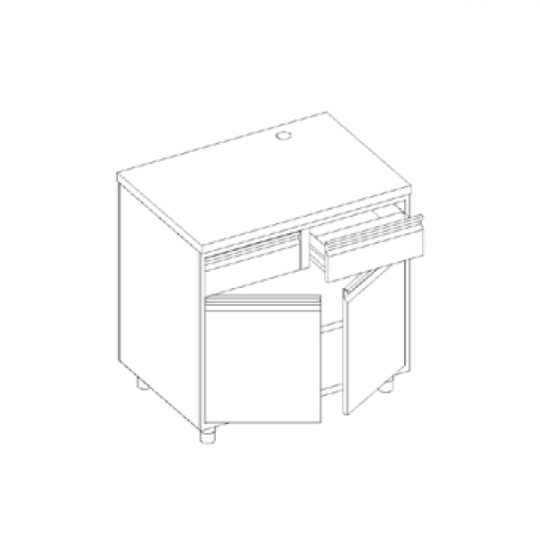 Cabinet coffee machine counter with neutral drawer and knockers