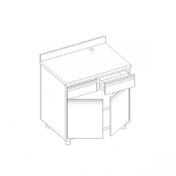 Cabinet coffee machine counter with neutral drawer, knockers and backsplash
