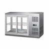 Countertop refrigerated display case with three straight glass sides