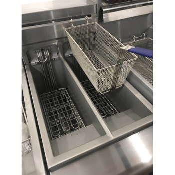 Friteuse électrique sur pied avec deux cuves de 10+10 L, profondeur 80 cm