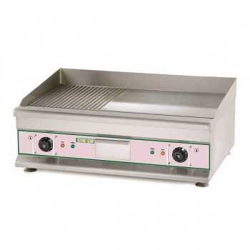 Electric countertop griddle, smooth and ribbed plate, 75 x 40 cm, 6 kW