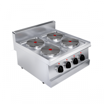 Cucina elettrica 4 piastre da banco, profondità 60 cm, potenza 6 kW