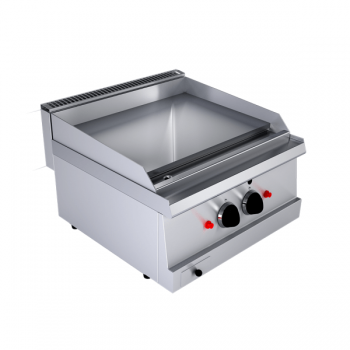 Fry top a gas con piastra liscia doppia da banco, profondità 60 cm, potenza 7 kW