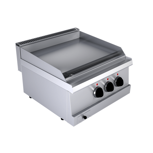 Fry top elettrico piastra liscia doppia da banco, profondità 60 cm, potenza 6 kW