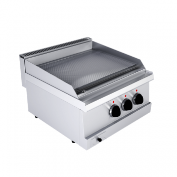 Fry top elettrico piastra rigata doppia da banco, profondità 60 cm, potenza 6 kW