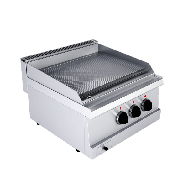 Fry top elettrico piastra rigata doppia da banco, profondità 60 cm, potenza 6 kW