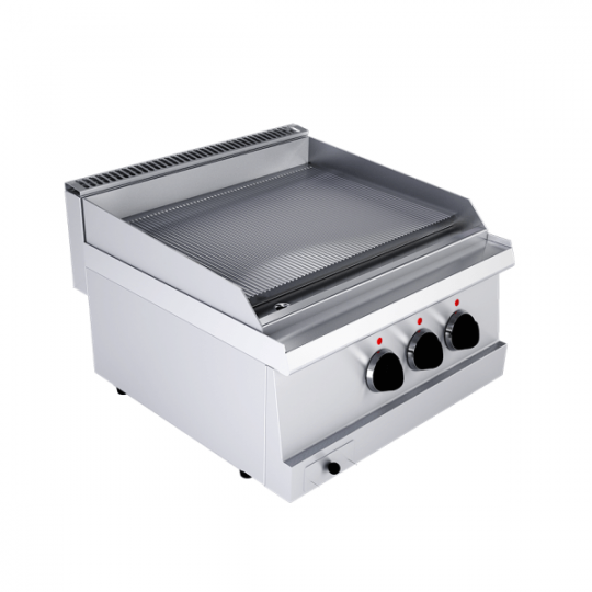 Fry top elettrico piastra rigata doppia da banco, profondità 60 cm, potenza 6 kW