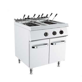 Cuocipasta elettrico 24 + 24 L su mobile profondità 70 cm, potenza 18 kW