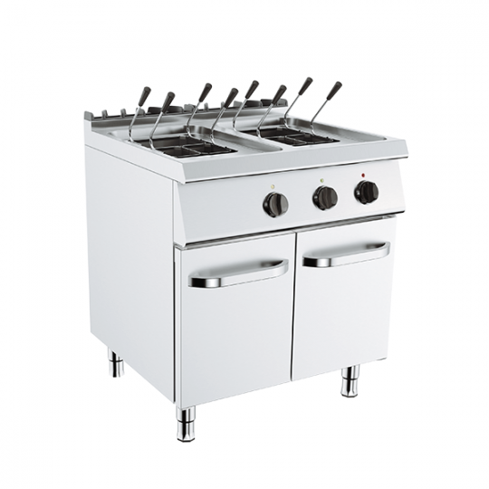 Cuiseur à pâtes électrique 24 + 24 L sur meuble, profondeur 70 cm, puissance 18 kW