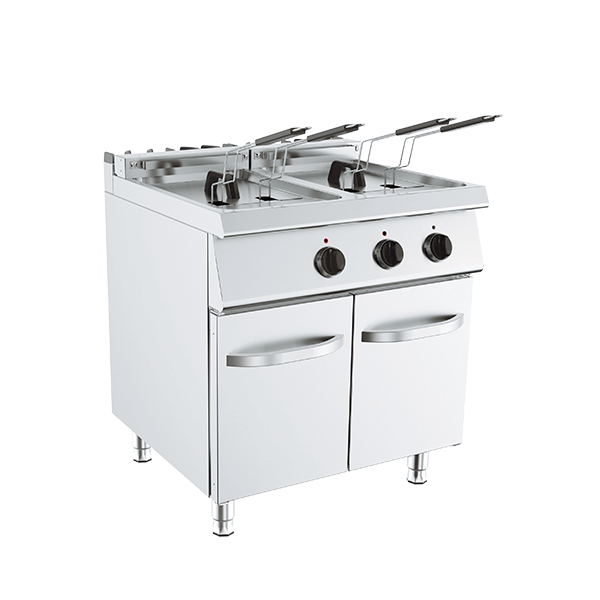 Friteuse électrique 18 + 18 L sur meuble, profondeur 70 cm, puissance 30 kW
