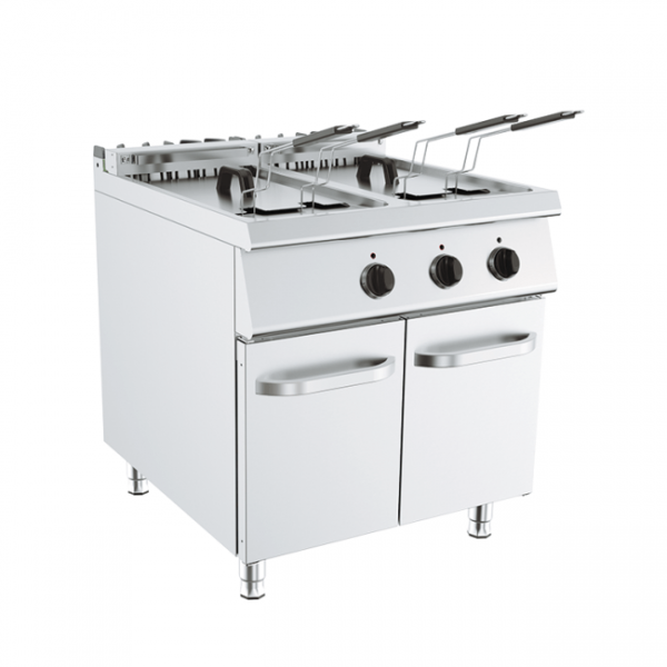 22 + 22 L electric fryer on cabinet, depth 90 cm, power 36 kW