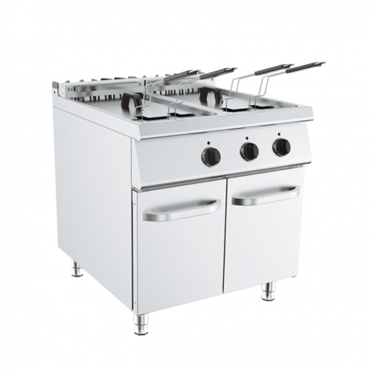 22 + 22 L electric fryer on cabinet, depth 90 cm, power 36 kW