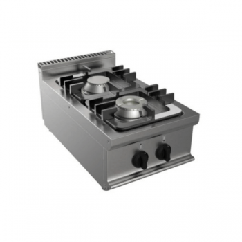 2-burner countertop gas cooker, 70 cm deep, 9 kW power