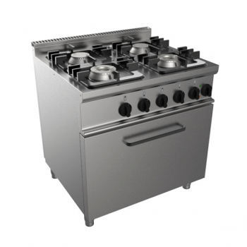 Cuisinière à gaz 4 feux avec four électrique, profondeur 70 cm, puissance des brûleurs 18 kW