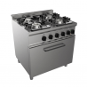 Cucina a gas 4 fuochi su forno elettrico profondità 70 cm, potenza bruciatori 18 kW