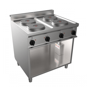 Cucina elettrica 4 piastre su vano profondità 70 cm, potenza 10,4 kW