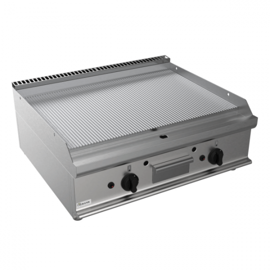 Gas fry top with double ribbed countertop plate, depth 70 cm