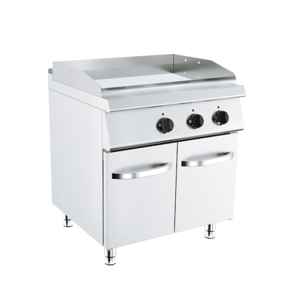 Fry top elettrico piastra liscia doppia su vano, profondità 70 cm, potenza 7,2 kW