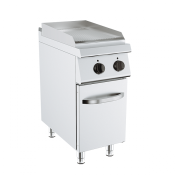 Fry top elettrico piastra rigata su vano, profondità 70 cm, potenza 3,6 kW