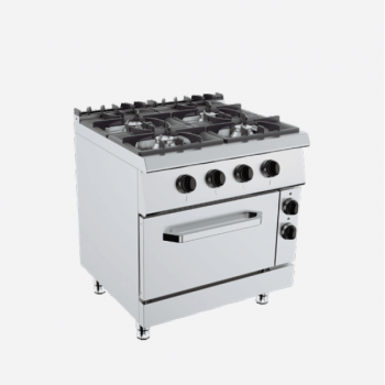 Cucina a gas 4 fuochi su forno elettrico, profondità 90 cm, potenza bruciatori 34 kW