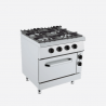 4 burner gas cooker on electric oven, depth 90 cm, burner power 34 kW
