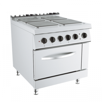 Cucina elettrica 4 piastre su forno elettrico, profondità 90 cm, potenza 18 kW