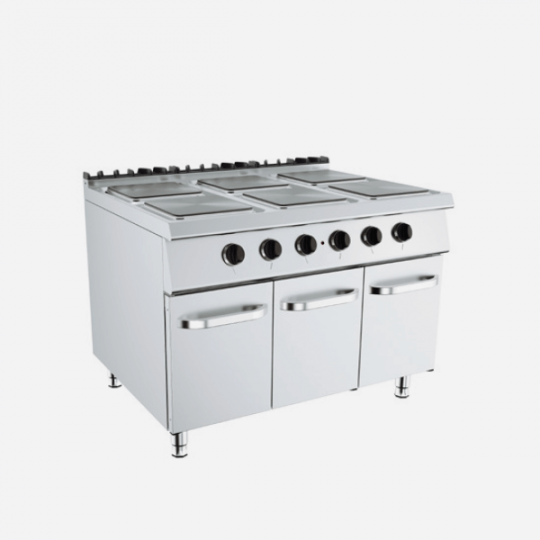 Electric cooker with 6 plates on a compartment, depth 90 cm, power 18 kW