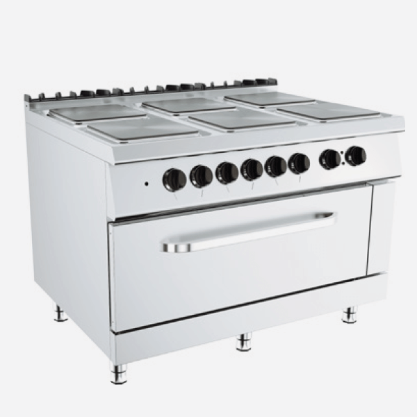 Cuisinière électrique 6 plaques avec four électrique maxi, profondeur 90 cm, puissance 27 kW