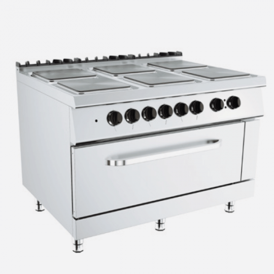 Electric cooker 6 plates on maxi electric oven, depth 90 cm, power 27 kW
