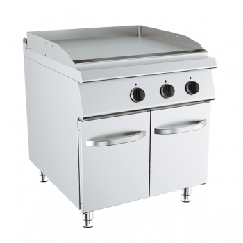Fry top elettrico piastra liscia doppia su vano, profondità 90 cm, potenza 12 kW