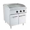 Electric fry top with smooth and ribbed plate on compartment, depth 90 cm, power 12 kW
