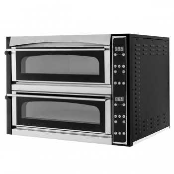 Electric pizza oven 6 + 6 glass doors, digital panel, 2 chambers L.72 x D.108 cm