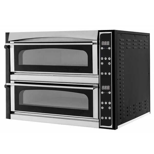 Forno pizza elettrico 6 + 6 porte in vetro, pannello digitale, 2 camere L.72 x P.108 cm