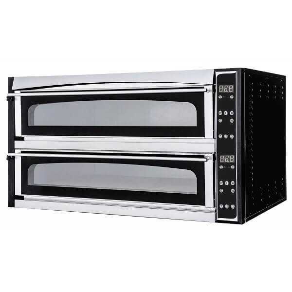 Electric pizza oven 2 chambers 9 + 9, glass doors, digital panel