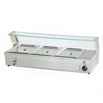 Countertop bain-marie display cabinet with 3 GN 1/2 wells