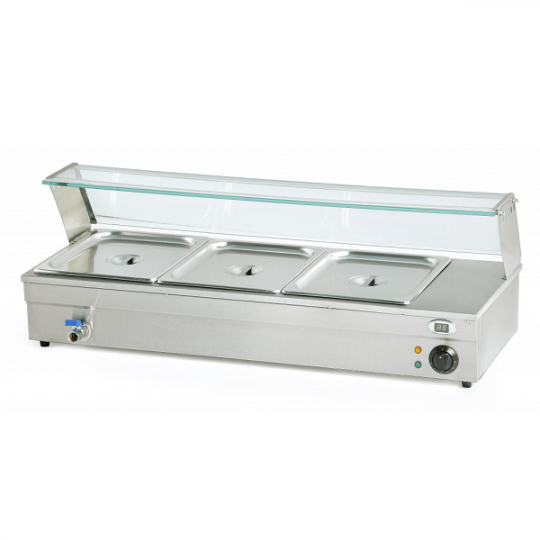 Countertop bain-marie display cabinet with 3 GN 1/3 wells