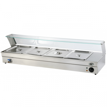 Countertop bain-marie display cabinet with 4 GN 1/3 wells