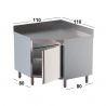 Stainless steel corner worktable cabinet with backsplash