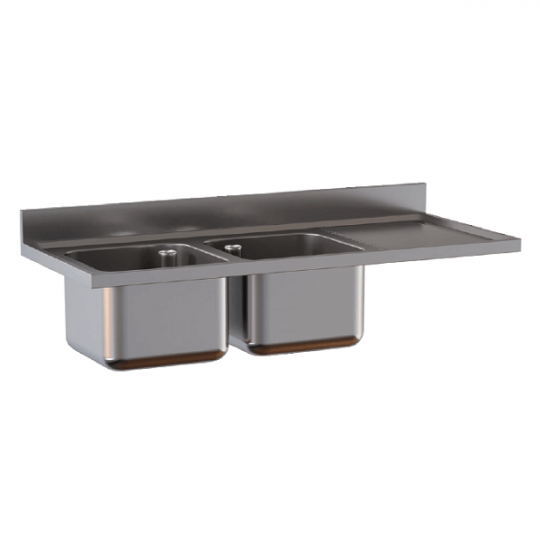 Built-in sink with two bowls and drainer